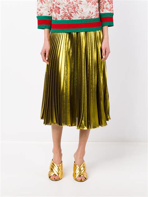 gucci gold pleated skirt|Gucci skirt denim.